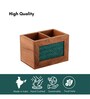 Acacia Wood Green Chatai Two Part Cutlery Holder