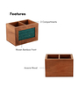Acacia Wood Green Chatai Two Part Cutlery Holder