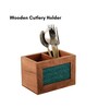 Acacia Wood Green Chatai Two Part Cutlery Holder