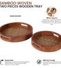 Acacia Wood Round Chatai Trays Set of Two