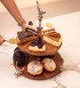 Acacia Wood Two Tier Stand with Aluminium Rod