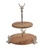 Acacia Wood Two Tier Stand with Aluminium Rod
