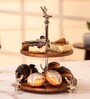 Acacia Wood Two Tier Stand with Aluminium Rod