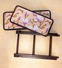 Acacia Wood Two Tier Stand with Enamel Print
