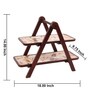 Acacia Wood Two Tier Stand with Enamel Print