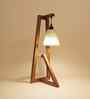 Achille Brown Wooden Table Lamp with White Jute Lampshade