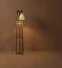 Achille Wooden Floor Lamp with Jute Shade & Brown Base