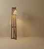 Achille Wooden Floor Lamp with Jute Shade & Brown Base