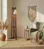 Achille Wooden Floor Lamp with Jute Shade & Brown Base