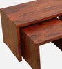 Acropolis Sheesham Wood Nesting Coffee Table Set in Honey Oak Finish With Stools