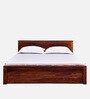 Acropolis Sheesham Wood King Size Bed With Box Storage In Honey Oak Finish