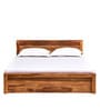 Acropolis Sheesham Wood Queen Size Bed With Box Storage In Rustic Teak Finish