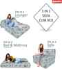Acum (72x72) Foam 8 Inch 3 Seater Sofa Foldable Mattress In Blue Colour