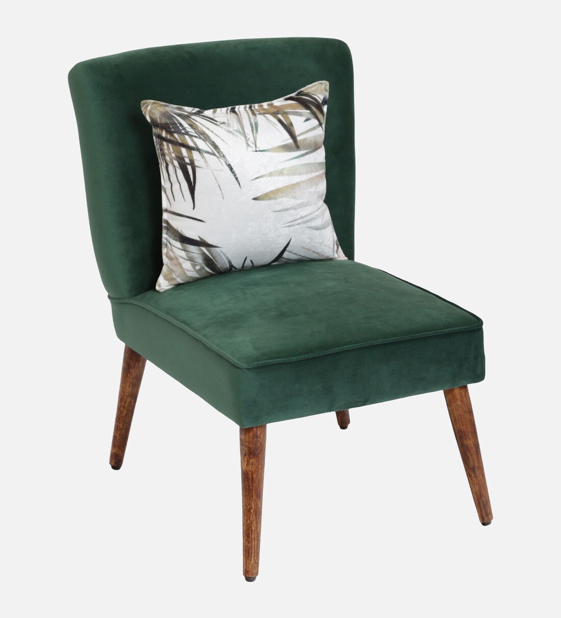 Buy Adalira Velvet Slipper Chair In Green Colour at 6 OFF by