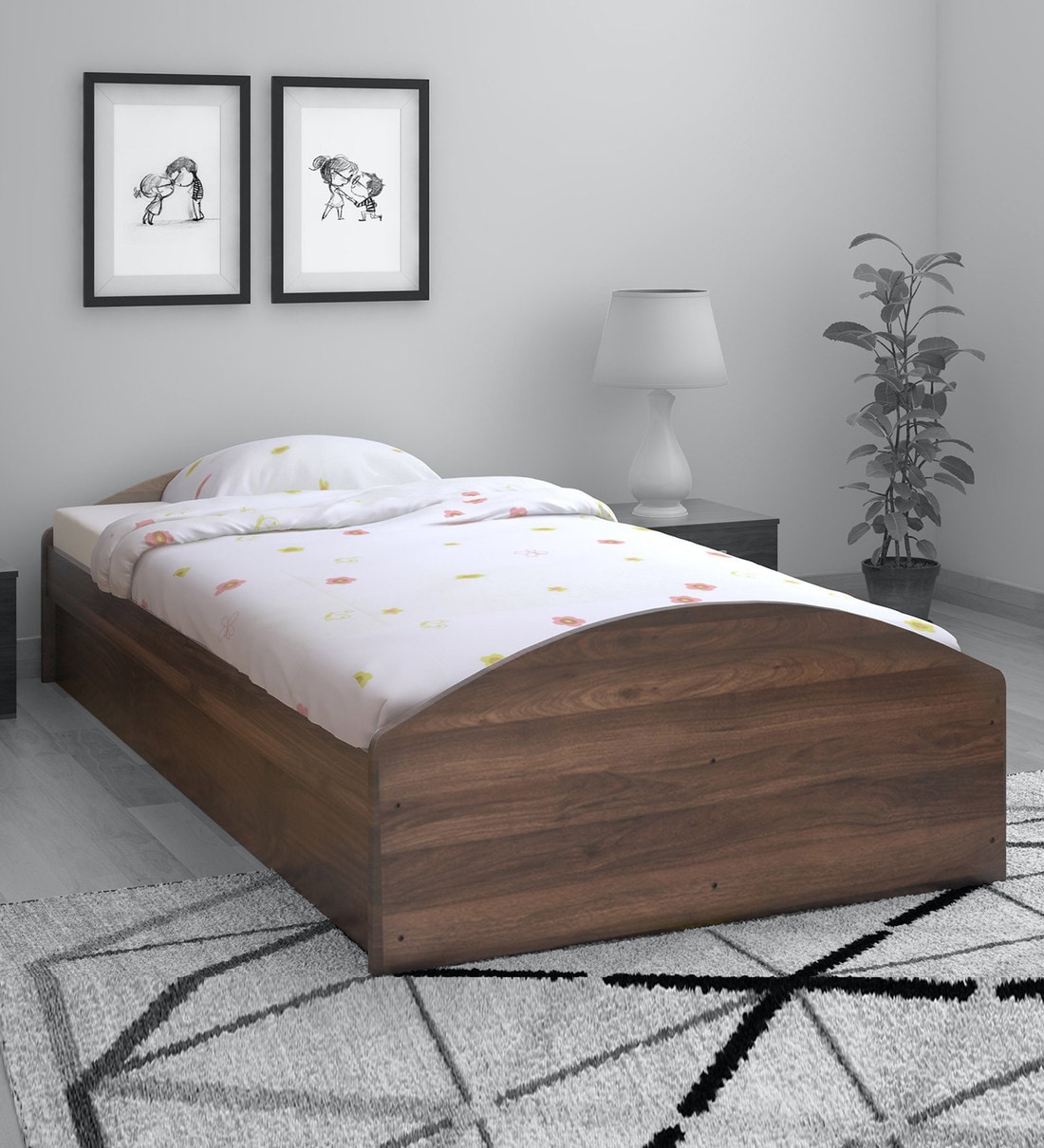 Buy Addison Single Bed With Storage In Walnut Finish By @home Online 