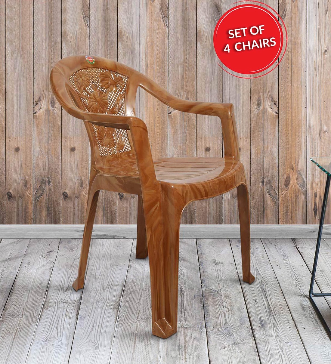 Buy Admire Set Of 4 Plastic Chair In Brown Colour By Cello Online Armed Plastic Chairs Chairs Furniture Pepperfry Product