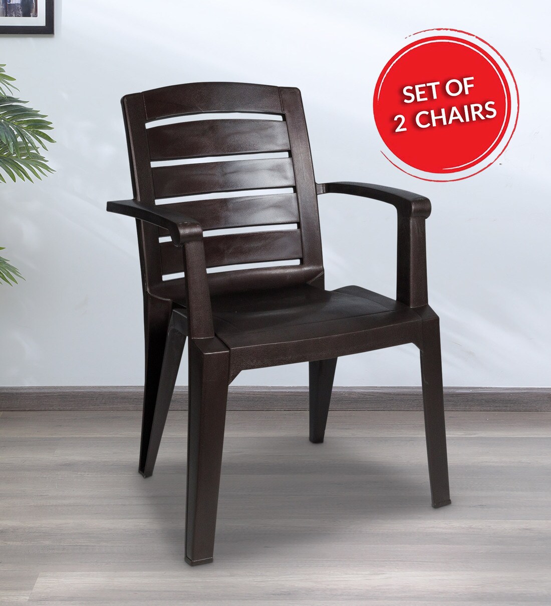 Buy Admire Plastic Chair (Set of 2) in Brown Colour by Italica Online