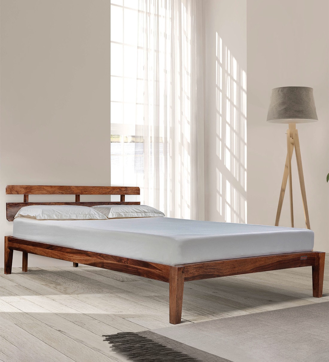 Buy Admire Sheesham Wood King Size Bed In Honey Finish By Duroflex ...