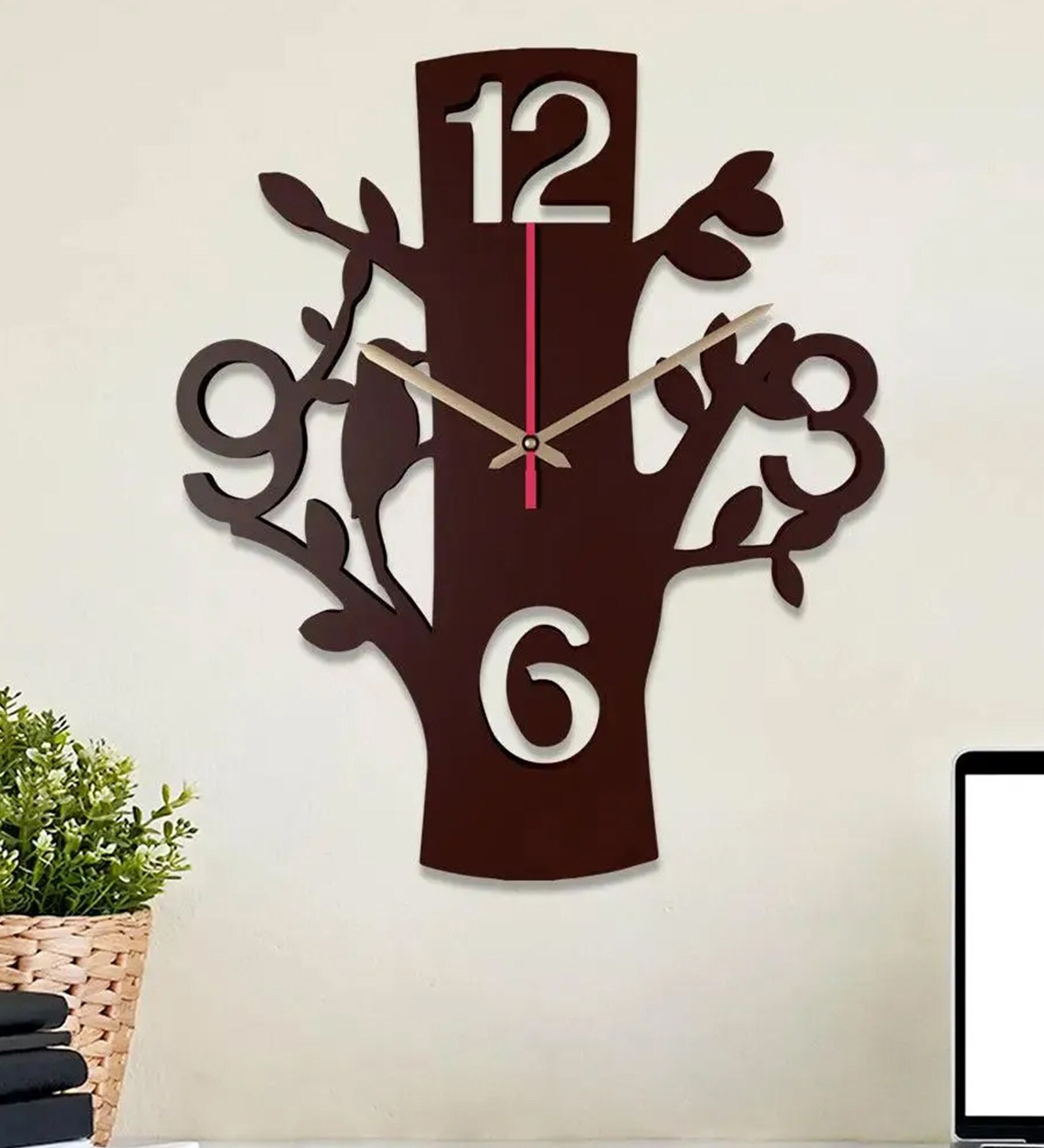Ada Engineered Wood Brown Wall Clock
