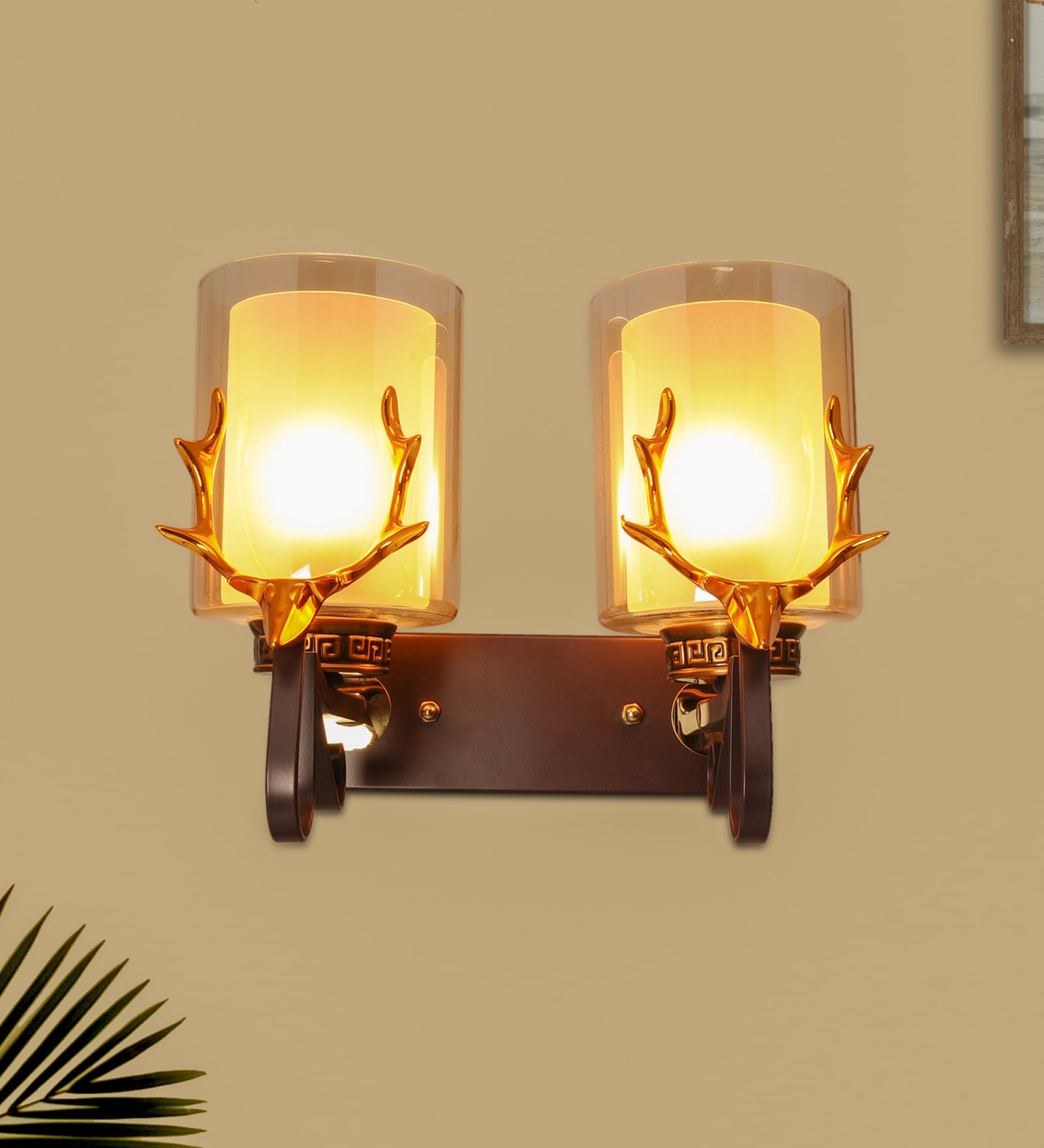 Athens Gold and Brown Metal and Glass Wall Sconces