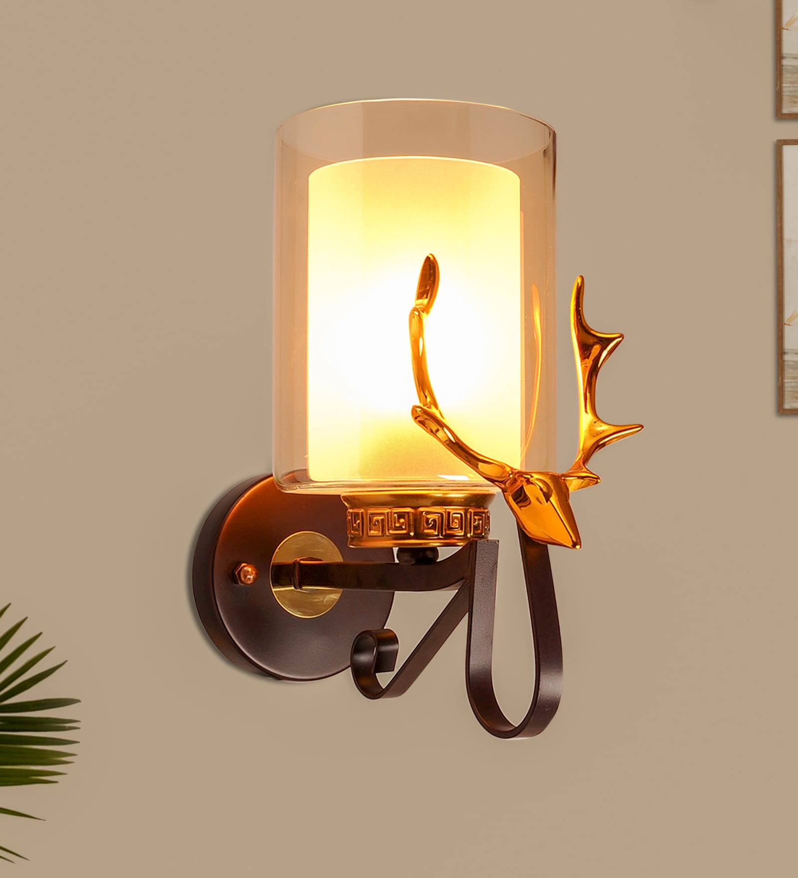 Pixee Gold and Brown Metal and Glass Wall Sconces