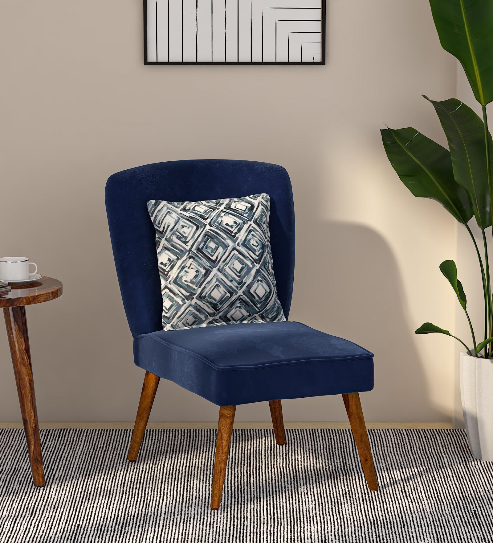 Buy Adalira Velvet Slipper Chair In Blue Colour at 3 OFF by Casacraft