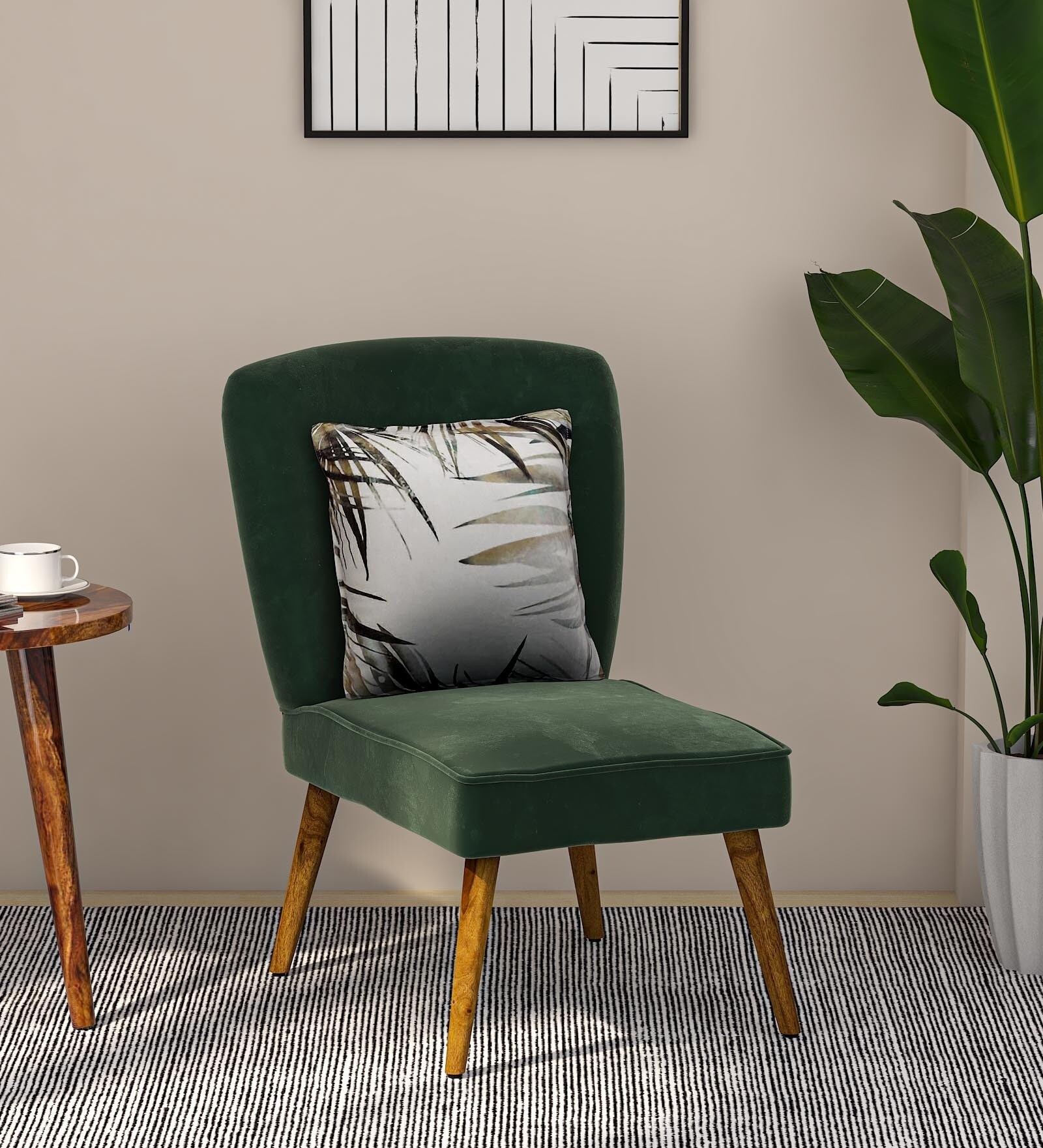 Adalira Velvet Slipper Chair In Green Colour