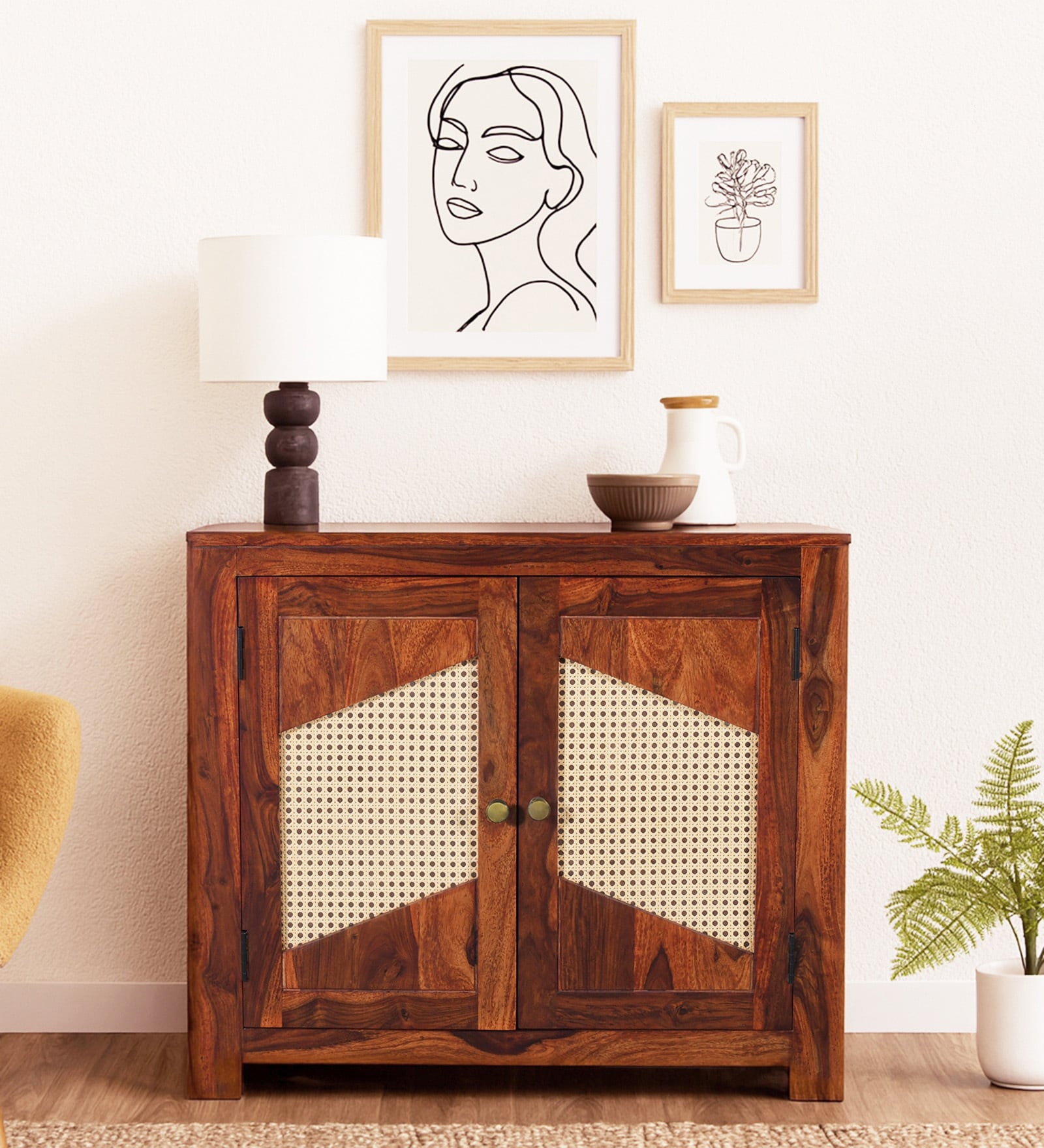 Adelaide Sheesham Wood 2 Door Sideboard in Honey Oak Finish