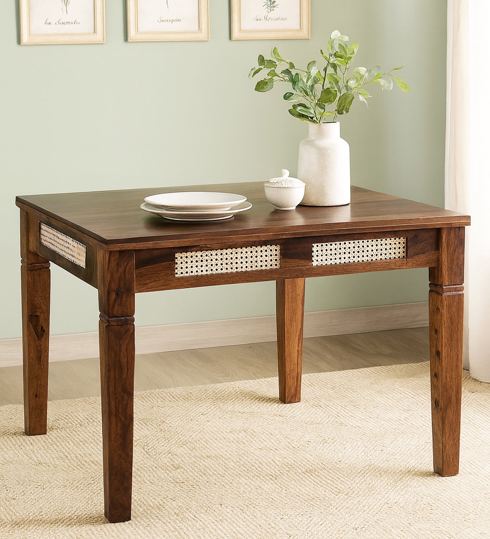 Adelaide Sheesham Wood 4 Seater Dining Table in Provincial Teak Finish