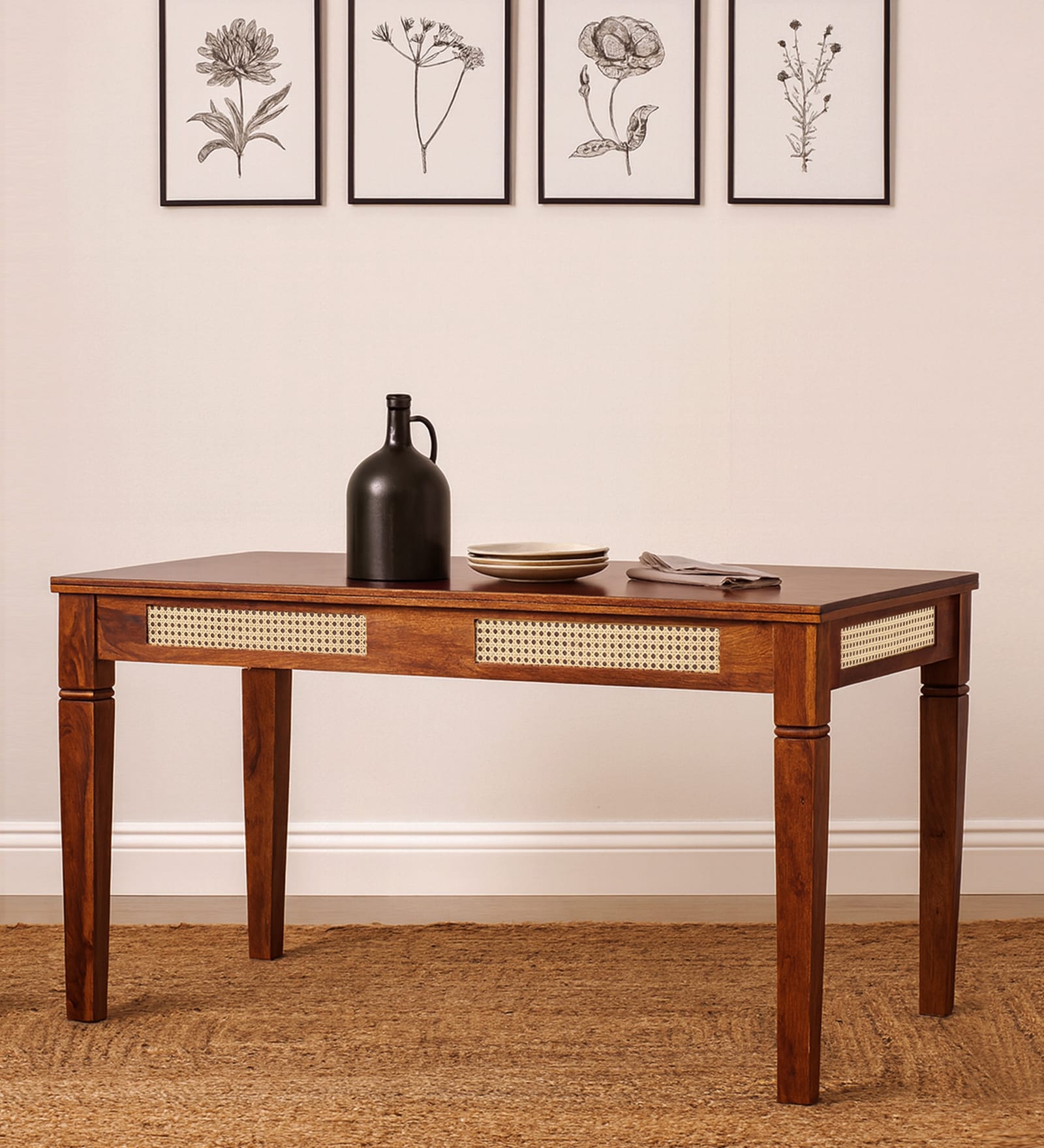 Adelaide Sheesham Wood 6 Seater Dining Table in Honey Oak Finish