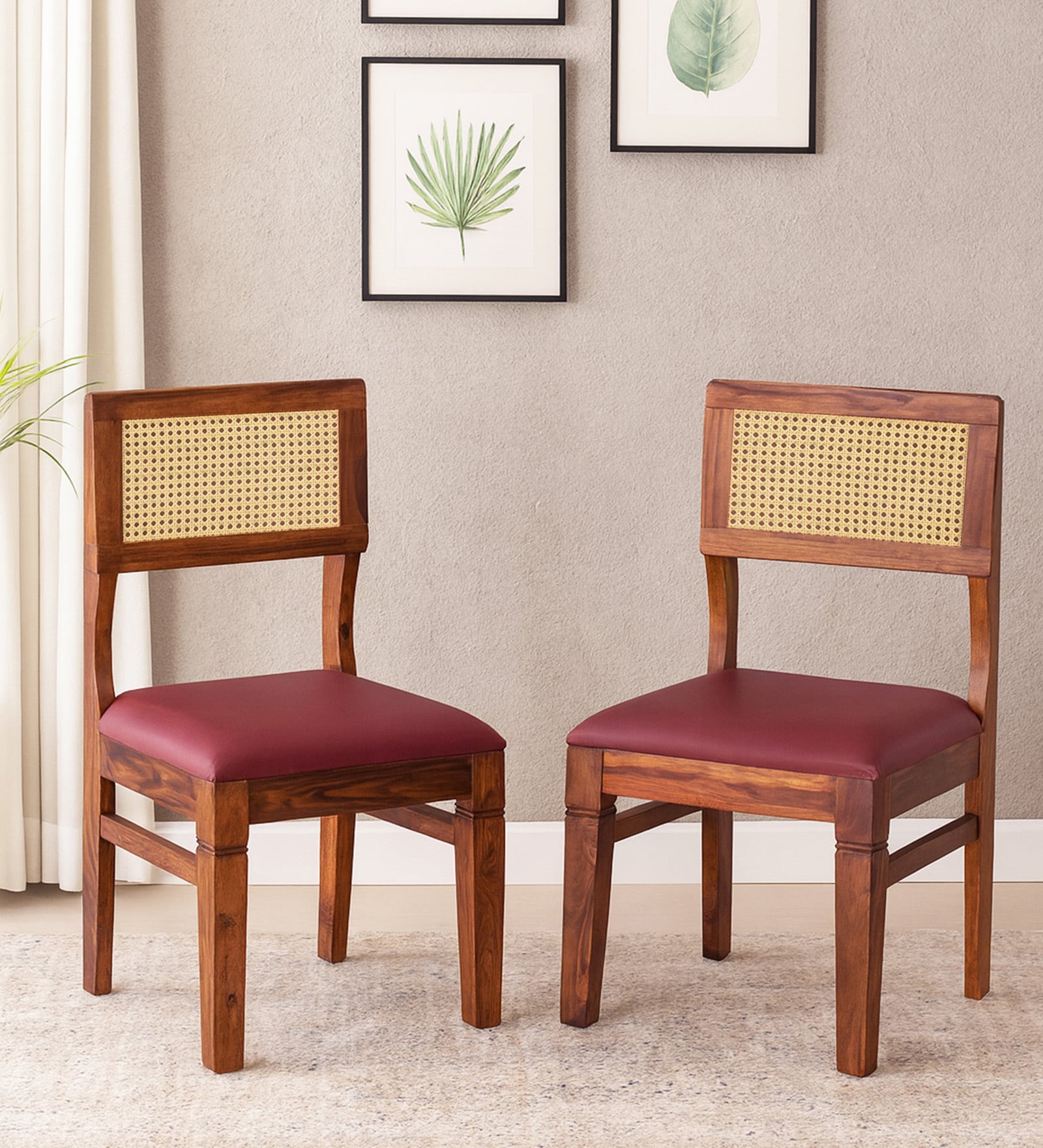 Adelaide Sheesham Wood Dining Chairs In Honey Oak Finish (Set Of 2 )