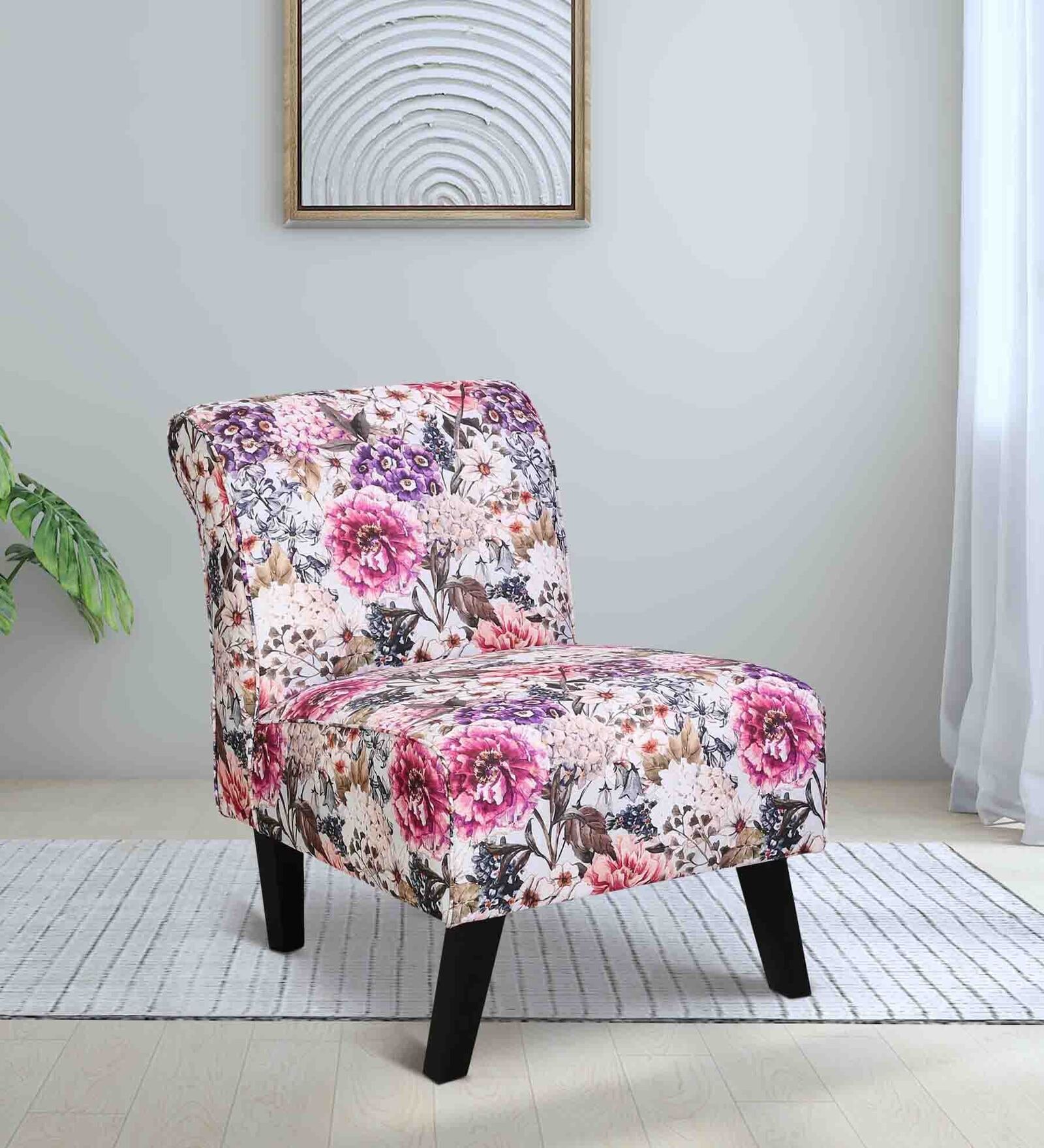 Adelaide Fabric Slipper Chair In Pink Floral Print