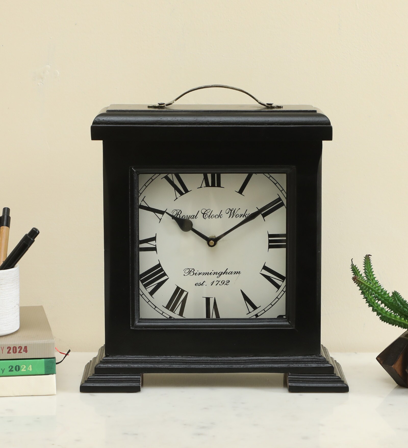 Adele Mango Wood Black Modern Wall Clock