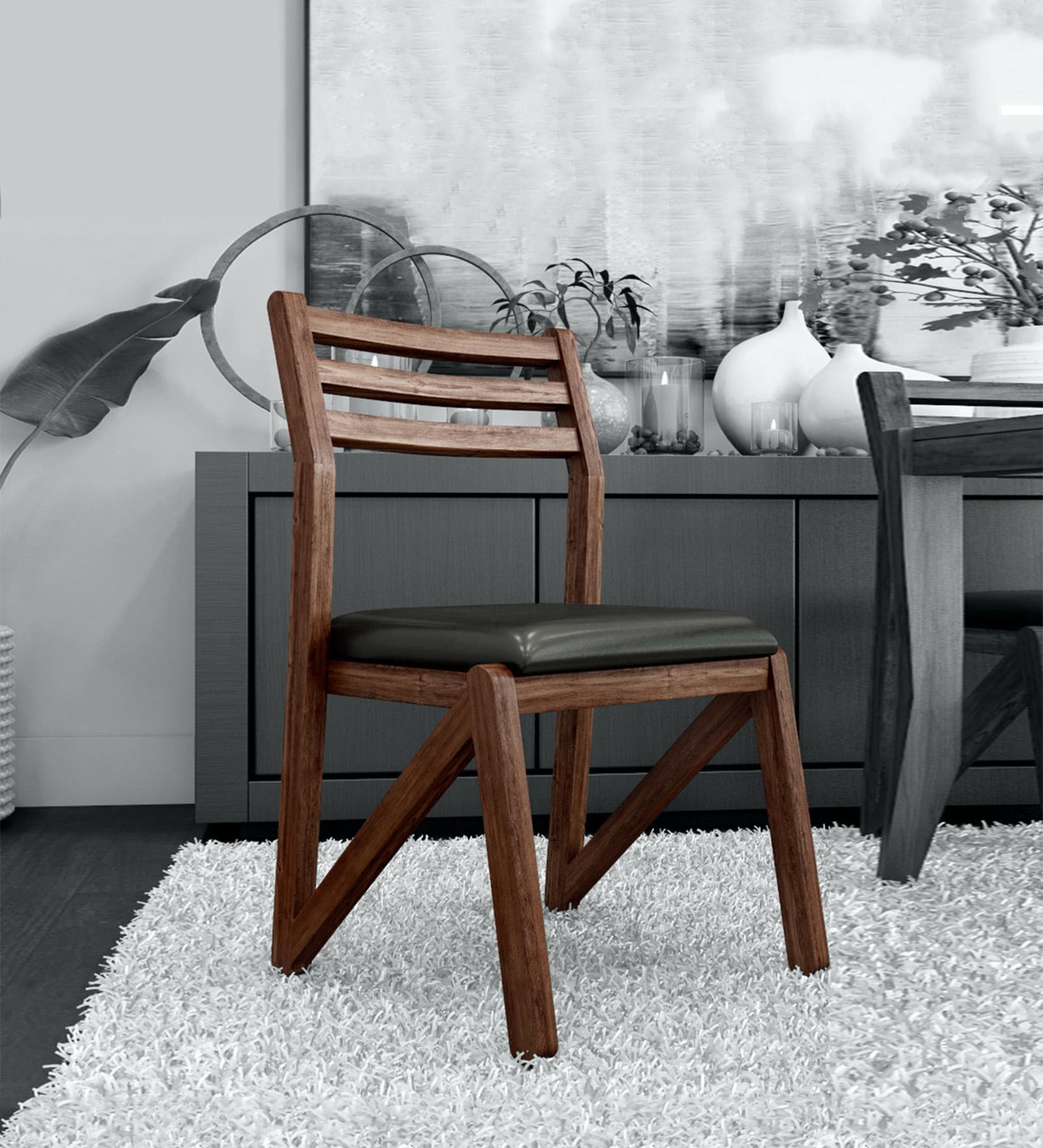 Adlis Solid Wood Dining Chairs in Green Colour