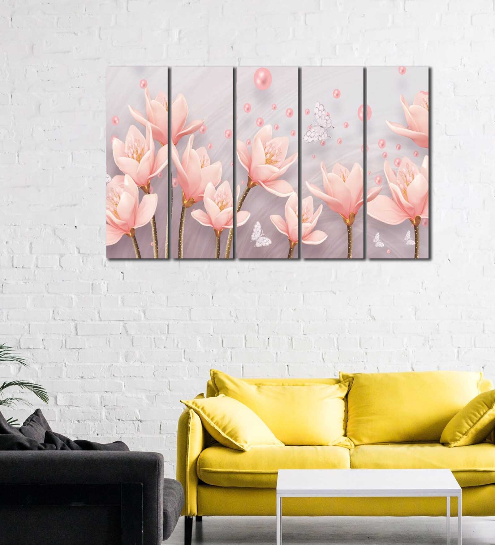 Admiring Flowers MDF Art Panel Set of 5