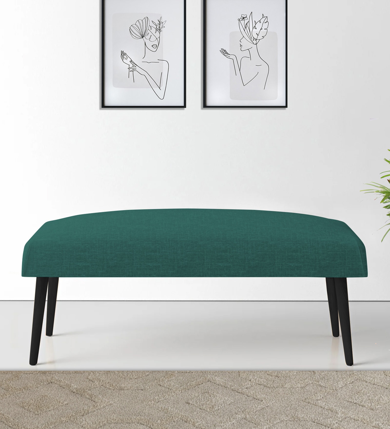 Adon Fabric Bench in Sea Green Colour