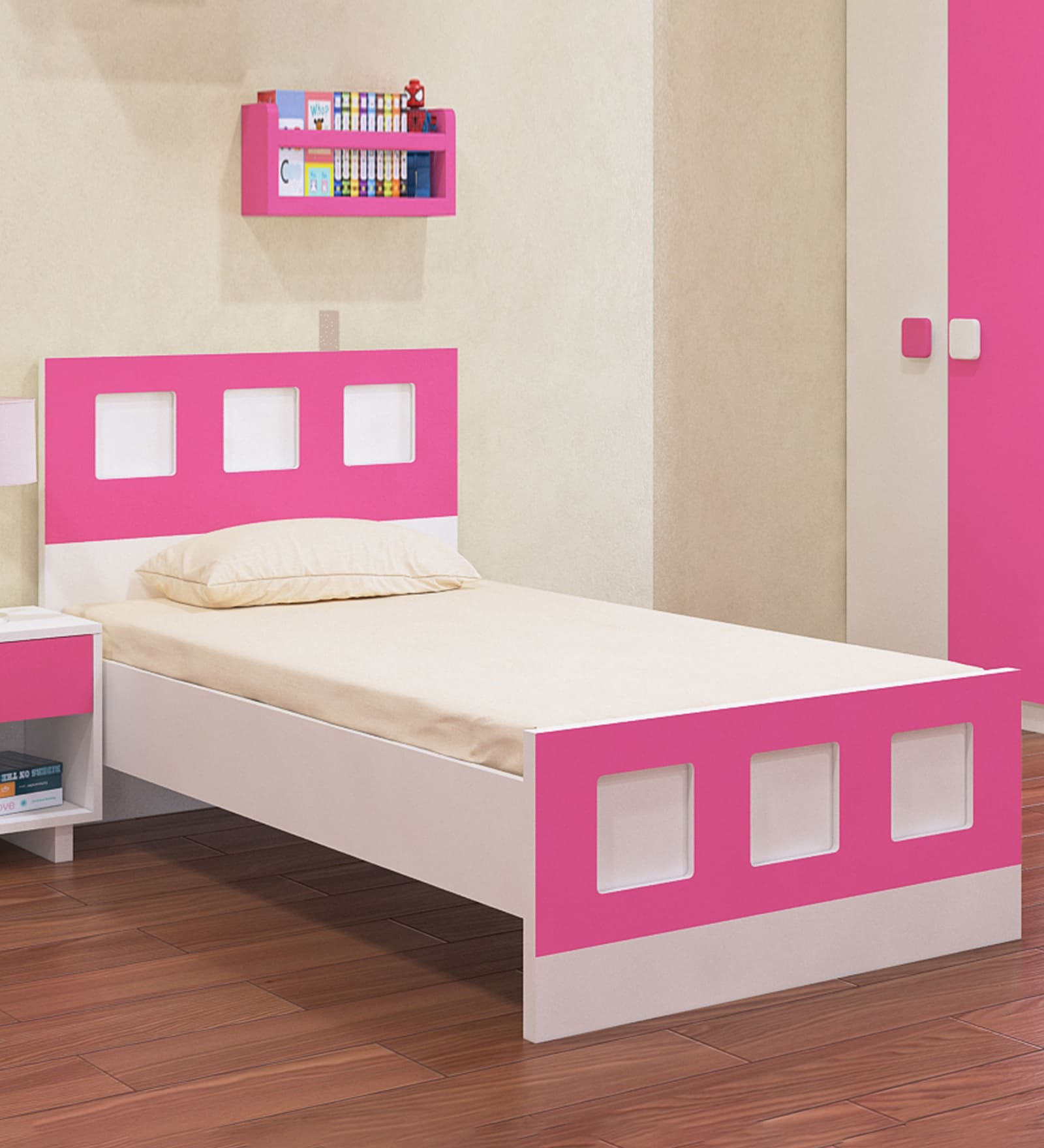 Adona Cordoba Kids Single Bed with Paneled Headboard and Footboard Ivory