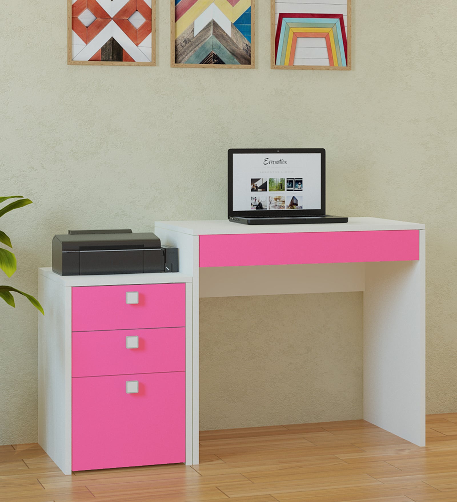 Eskada Kids Study Table In Barbie Pink Finish