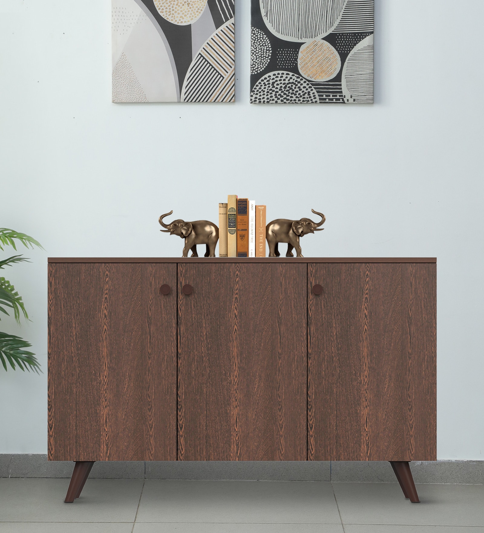 Adonis 3 Door Shoe Cabinet in Wenge Finish Adonis 3 Door Shoe Cabinet in Wenge Finish