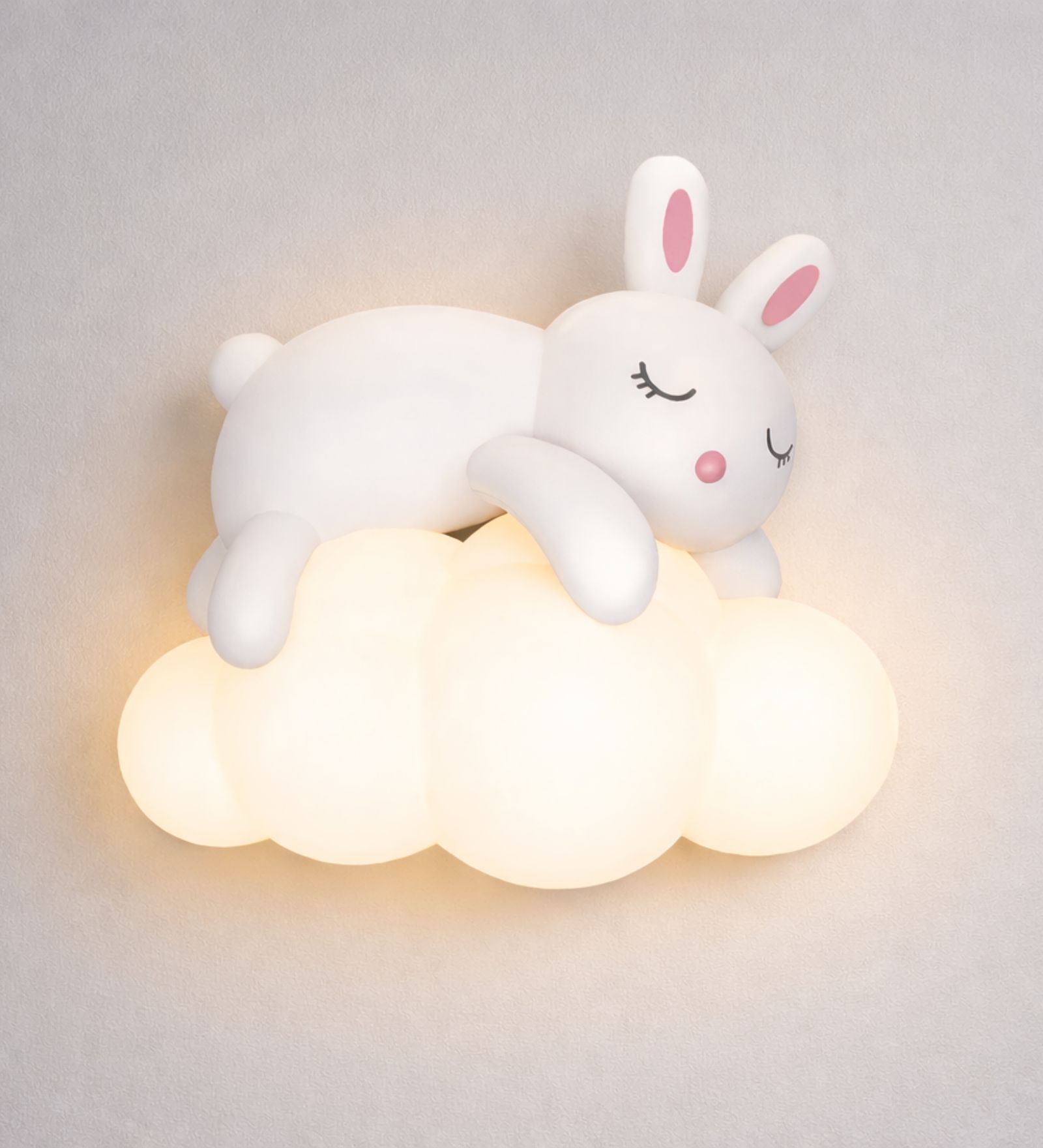 Adorable Sleeping Bunny on Cloud LED Wall Lamp   Soft Glow Nursery Night Light for Kids' Room & Playroom