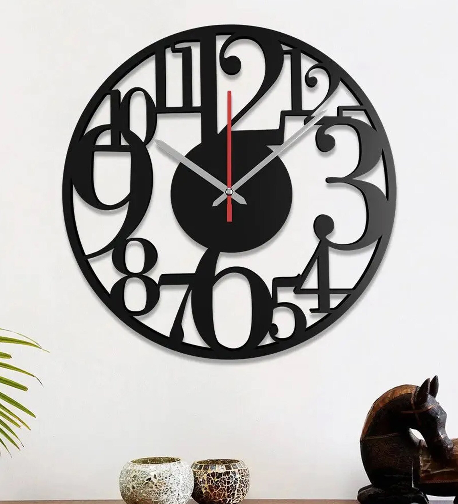 Adrean Engineered Wood Black Wall Clock