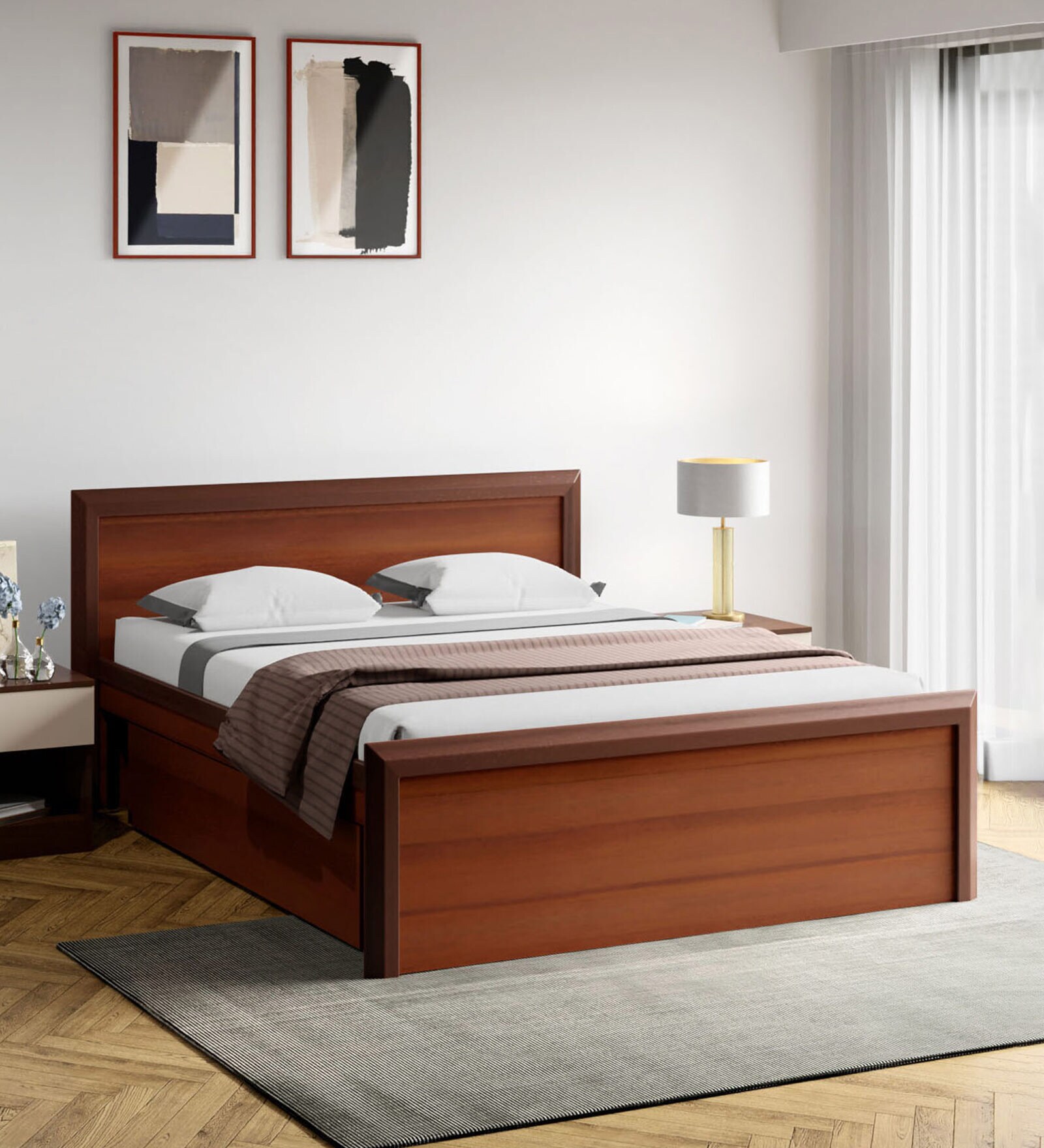 Adriana Queen Size Bed in Walnut Finish