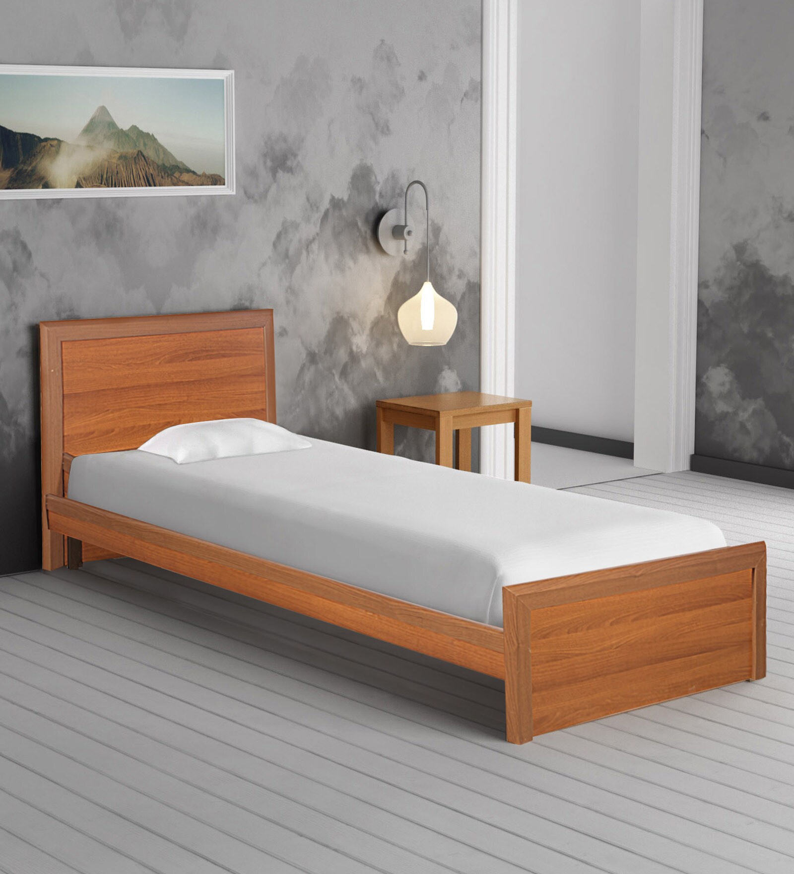 Buy Adriana Single Bed in Walnut Finish by Godrej Interio Online Modern Single Beds Beds