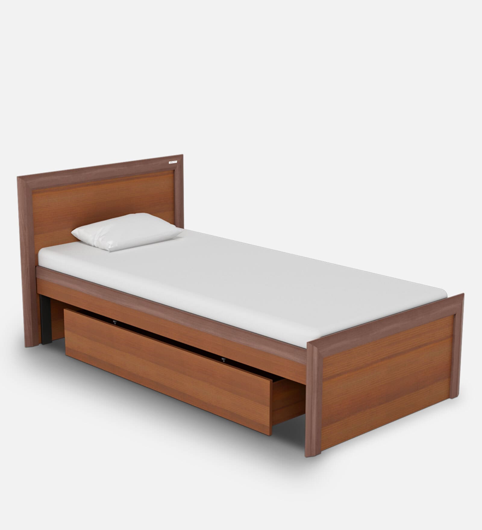 Buy Adriana Single Size Bed with Drawer Storage in Walnut Finish at 16