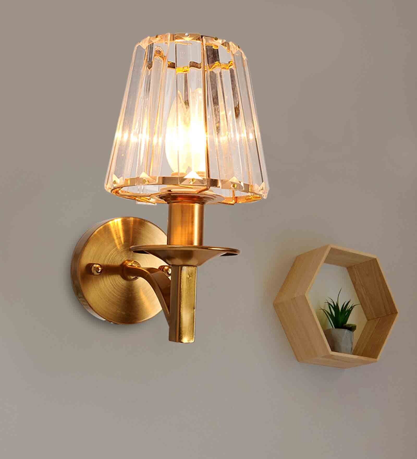 Hector Brass Metal and Glass Wall Sconces