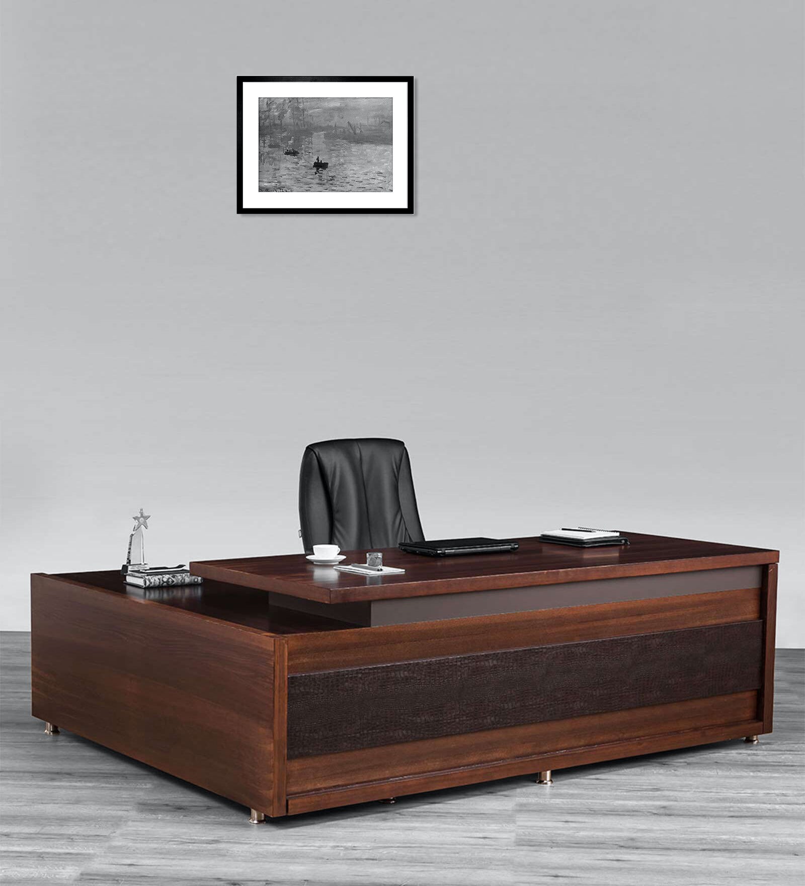 Buy Adroit Executive Desk in Warm Walnut Finish by Durian Online
