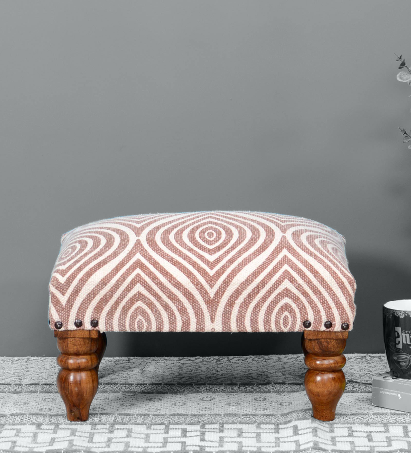 Adya Foot Stool in Maroon Colour Adya Foot Stool in Maroon Colour