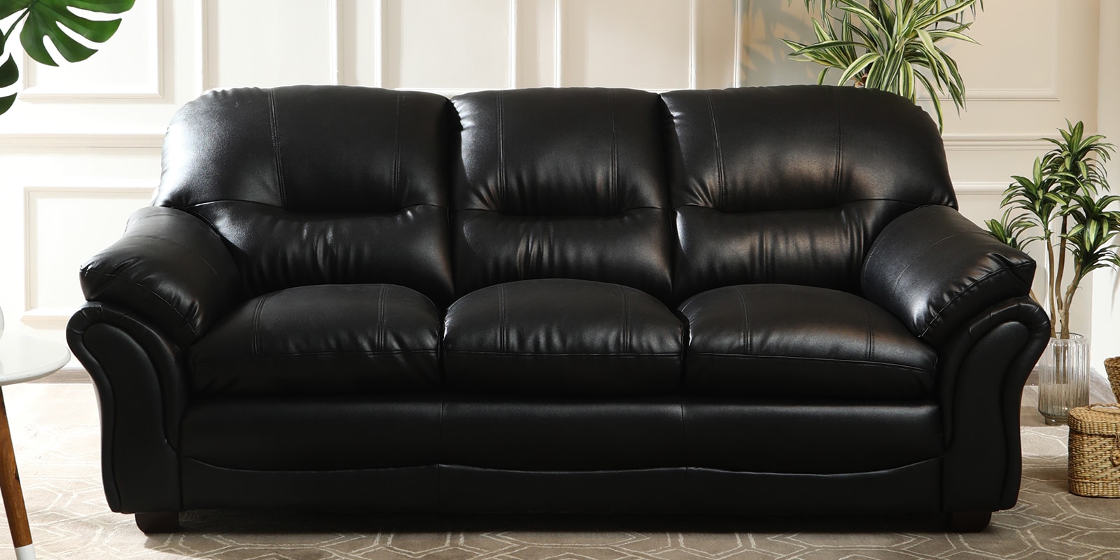 Buy Adalia Leatherette 3 Seater Sofa In Black At 5 Off By Casacraft From Pepperfry Pepperfry 2214