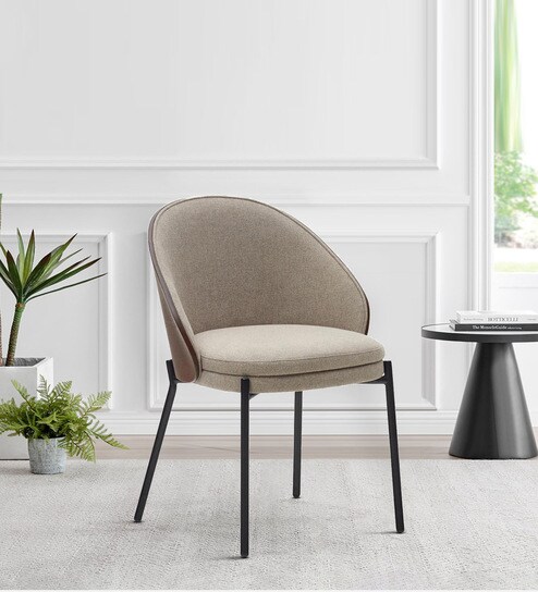 Adam Fabric Dining Chair In Beige Colour