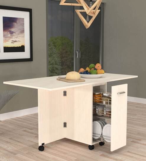 Adam 6 Seater Folding Table in Highland Pine Finish with Crockery unit & Storage